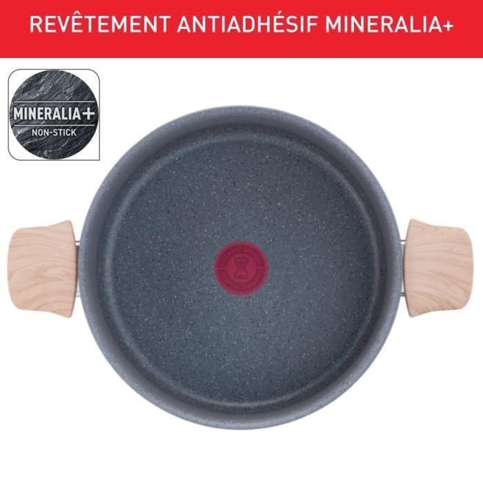 Tefal Faitout 24 cm 2-en-1 + panier vapeur, Induction, Revetement antiadhésif Mineralia+, Aluminium recyclé, Natural Force G2669003 TEFAL