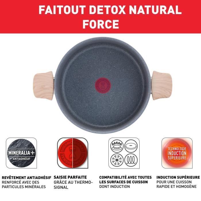 Tefal Faitout 24 cm 2-en-1 + panier vapeur, Induction, Revetement antiadhésif Mineralia+, Aluminium recyclé, Natural Force G2669003 TEFAL