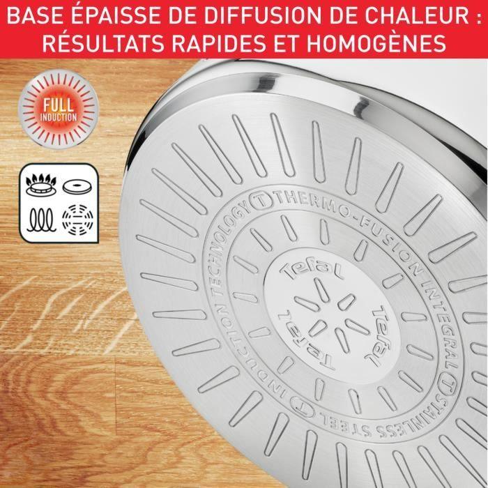 TEFAL Intuition XL Marmite 26 L cm inox + couvercle verre, Capacité 6,5 L, Induction, Acier inoxydable 18/10, Poignées robustes B864 TEFAL