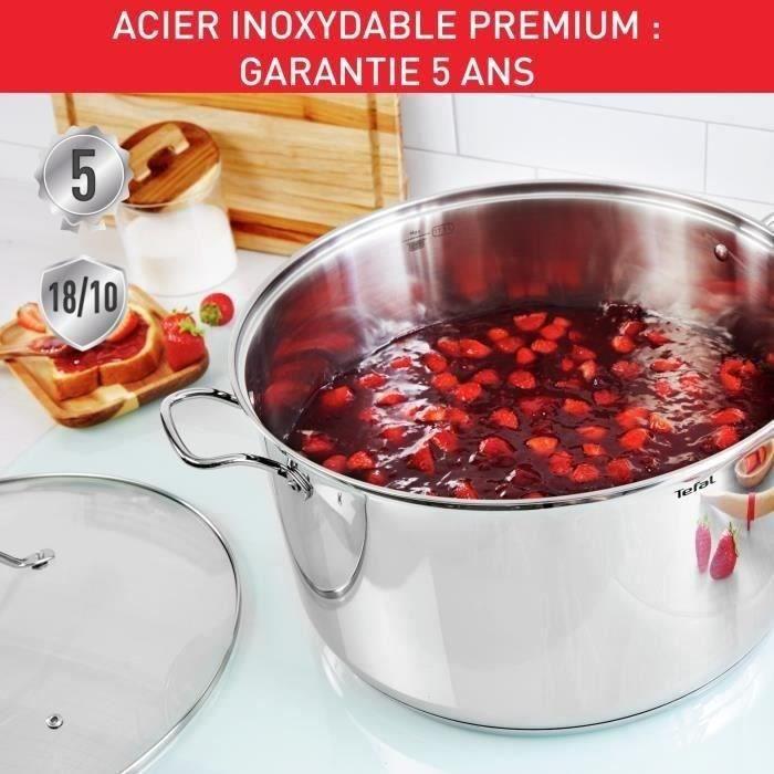 TEFAL Intuition XL Marmite 32 cm inox + couvercle verre, Capacité 12 L, Induction, Acier inoxydable 18/10, Poignées robustes B864740 TEFAL