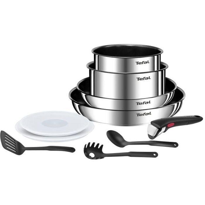 TEFAL INGENIO Batterie de cuisine 10 p, Poeles, Casseroles, Induction, Acier inoxydable, Revetement antiadhésif, Emotion L897AS04 TEFAL