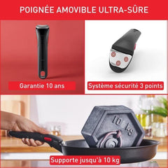 TEFAL INGENIO Batterie de cuisine 10 p, Poeles, Casseroles, Induction, Acier inoxydable, Revetement antiadhésif, Emotion L897AS04 TEFAL