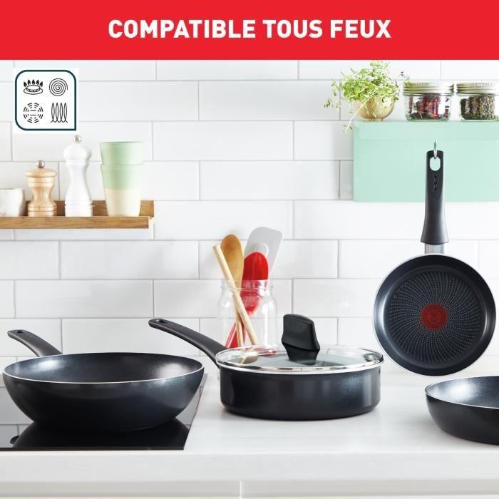 TEFAL Generous Cook Batterie de cuisine 6 p, Casserole, Poele, Sauteuse + couv, Induction, Antiadhésif, Fabriqué en France C2789602 TEFAL