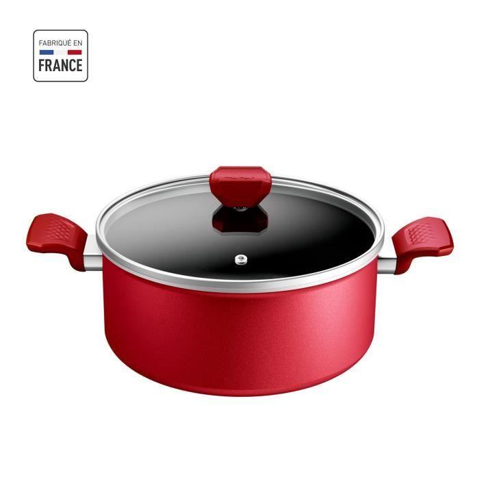 TEFAL Faitout 24 cm, Induction, Revetement antiadhésif, Couvercle verre, Ergonomique, Fabriqué en France, Daily Expert C2894602 SEB