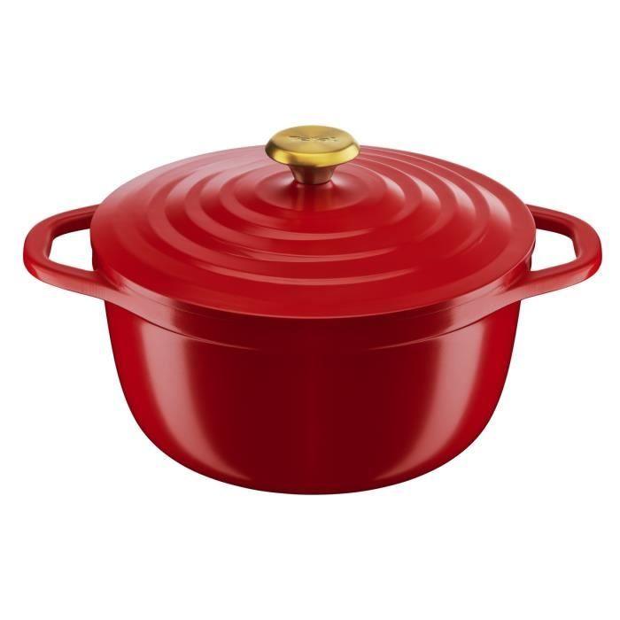 TEFAL Air cocotte légere 24 cm fonte d'aluminium rouge, tous feux dont induction E2544604 TEFAL