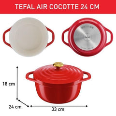 TEFAL Air cocotte légere 24 cm fonte d'aluminium rouge, tous feux dont induction E2544604 TEFAL