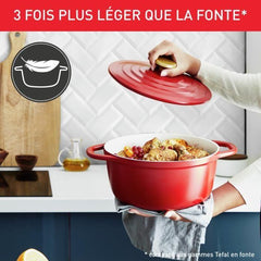 TEFAL Air cocotte légere 24 cm fonte d'aluminium rouge, tous feux dont induction E2544604 TEFAL