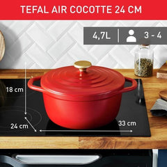 TEFAL Air cocotte légere 24 cm fonte d'aluminium rouge, tous feux dont induction E2544604 TEFAL