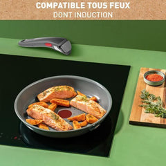 TEFAL INGENIO Renew Poele 24 cm, Induction, Revetement céramique antiadhésif, Compatible lave-vaisselle, Fabriqué en France L2600402 SEB