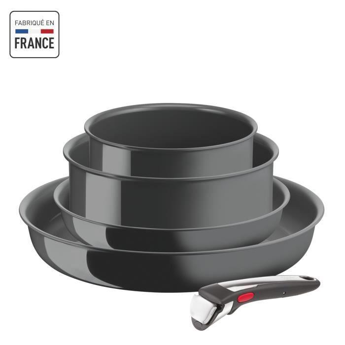 TEFAL INGENIO Renew Lot de 2 poeles, 2 casseroles, Poignée, Induction, Céramique, Lave-vaisselle, Fabriqué en France L2619002 TEFAL