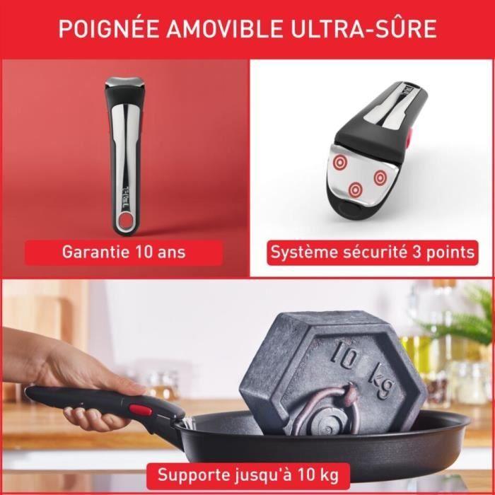 TEFAL L9863202 INGENIO Poignée amovible noire et chrome Premium TEFAL