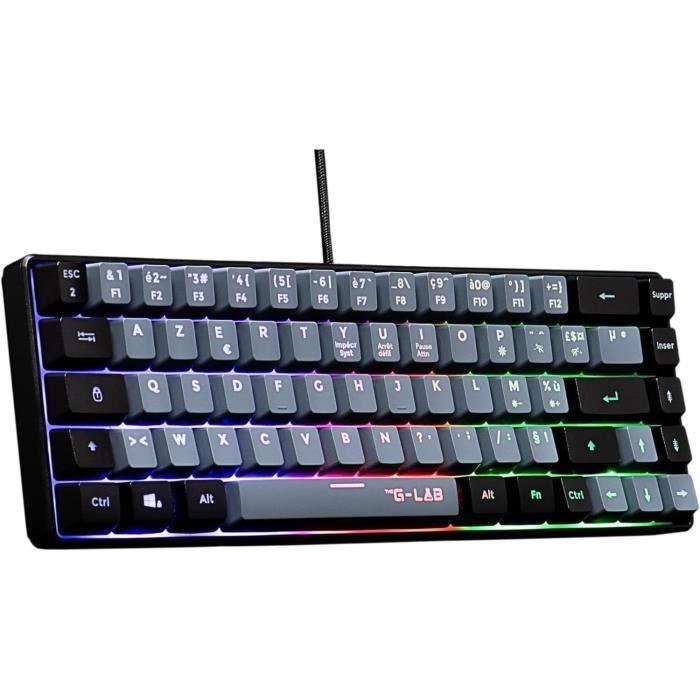 Clavier Gaming - THE G-LAB - KEYZ-HYDRO-GRB/FR - Membrane 60% 2 couleurs touches Grises + Noires THE G-LAB