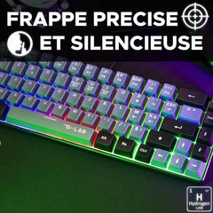 Clavier Gaming - THE G-LAB - KEYZ-HYDRO-GRB/FR - Membrane 60% 2 couleurs touches Grises + Noires THE G-LAB