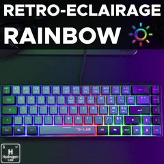 Clavier Gaming - THE G-LAB - KEYZ-HYDRO-GRB/FR - Membrane 60% 2 couleurs touches Grises + Noires THE G-LAB