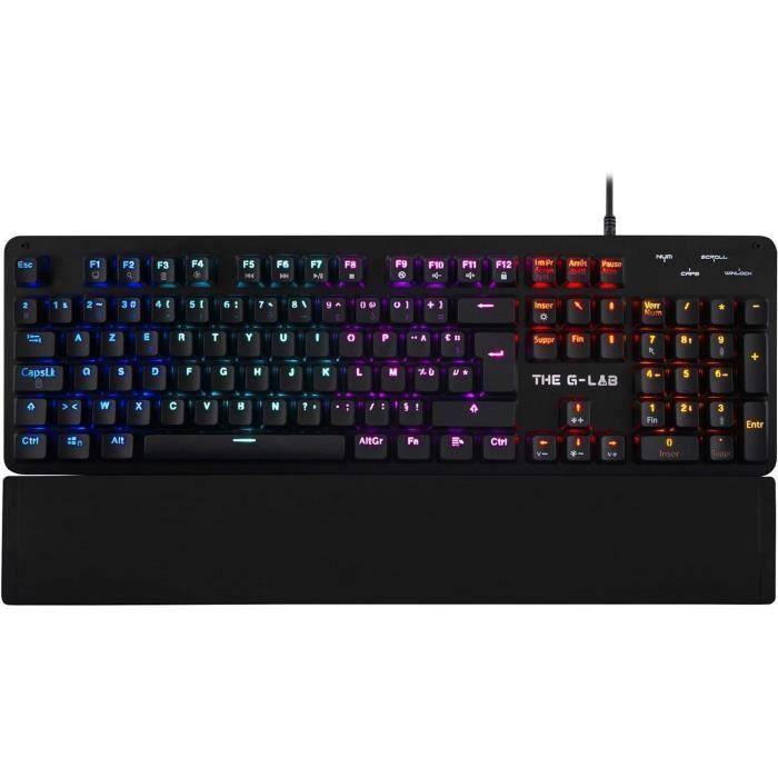 THE G-LAB Gaming KEYZ Carbon Clavier mécanique rétroéclairé - Switch Blues Repose poignet - AZERTY THE G-LAB