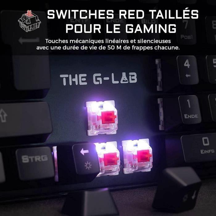 THE G-LAB KEYZ RUBIDIUM CLAVIER MÉCANIQUE RED SWITCH ET RGB COMPLeTEMENT PERSONNALISABLE AVEC REPOSE-POIGNET - AZERTY THE G-LAB