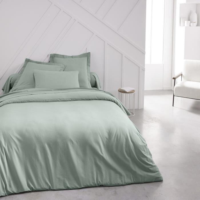 Drap housse TODAY Essential - 140 x 200+30 cm - 2 personnes - 100% Coton uni - Celadon TODAY