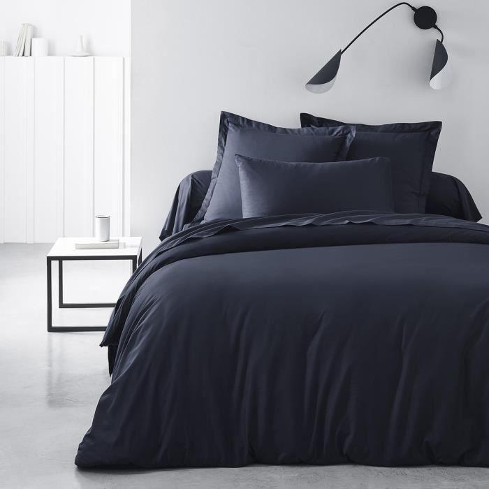 Drap housse TODAY Essential - 140 x 200+30 cm - 2 personnes - 100% Coton uni - Navy TODAY