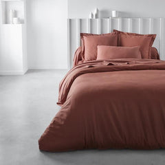 Drap housse TODAY Essential - 160 x 200+30 cm - 2 personnes - 100% Coton uni - Terracotta TODAY