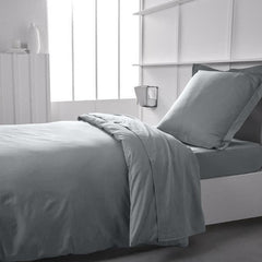 Housse de couette TODAY Essential - 140 x 200 cm - 1 personne - 100% Coton uni - Acier TODAY