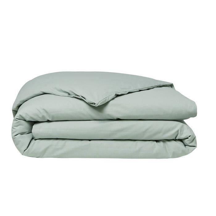 Housse de couette TODAY Essential - 140 x 200 cm - 1 personne - 100% Coton uni - Celadon TODAY