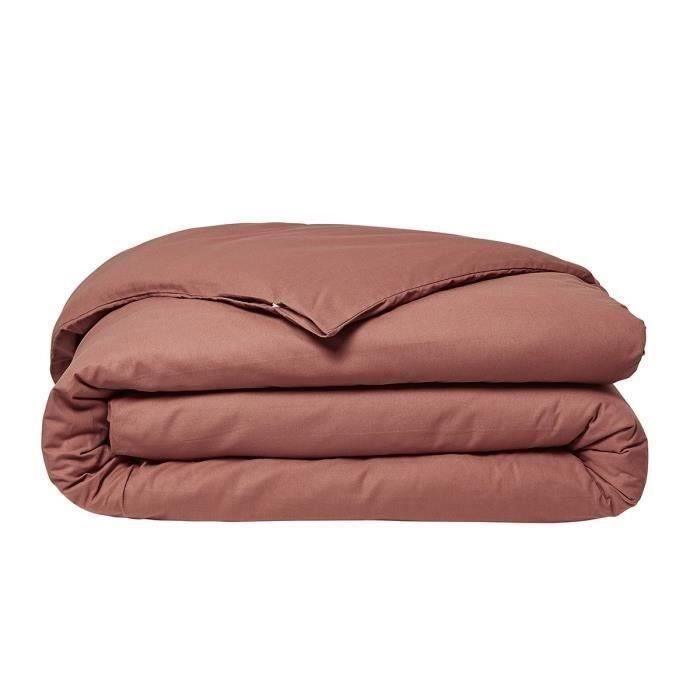 Housse de couette TODAY Essential - 220 x 240 cm - 2 personnes - 100% Coton uni - Terracotta TODAY