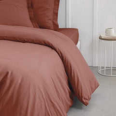 Housse de couette TODAY Essential - 220 x 240 cm - 2 personnes - 100% Coton uni - Terracotta TODAY