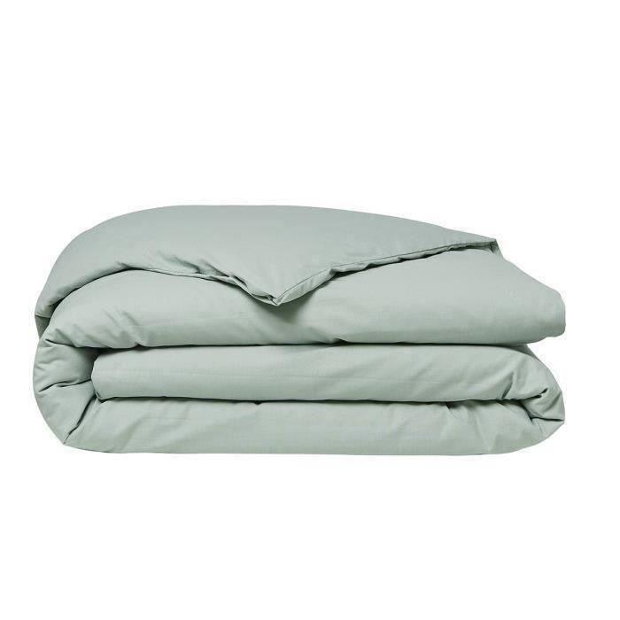 Housse de couette TODAY Essential - 220 x 240 cm - 2 personnes - 100% Coton uni - Celadon TODAY