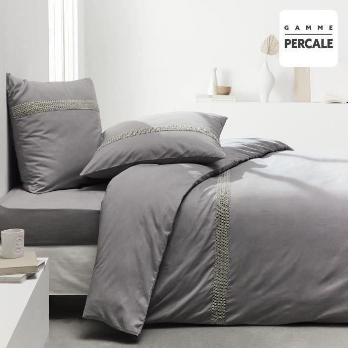 Parrure de lit TODAY Prestige - 220 x 240 cm - 2 personnes - 100% Percale finition macramé - Acier TODAY