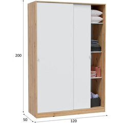 Armoire TOP - Décor chene - 2 Portes coulissantes - L200 x H120 x P50 cm AUCUNE