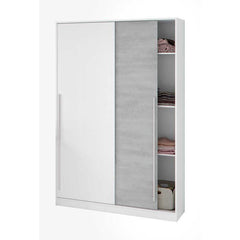 Armoire TOP - Décor blanc artik et blanc vehlo - 2 Portes coulissantes - L200 x H120 x P50 cm AUCUNE