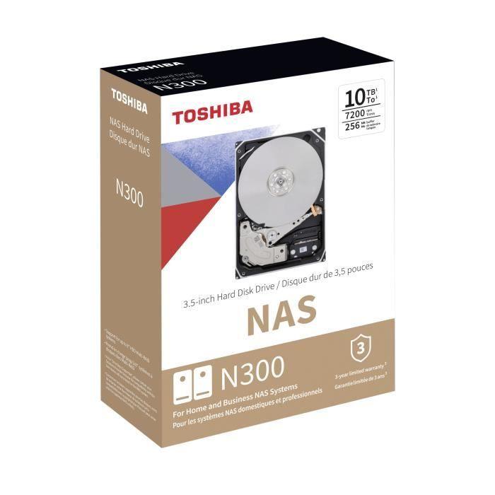 TOSHIBA N300 High-Reliability Hard Drive Disque dur interne - 10 To - 256 Mo - NAS - 3,5 - 7200 tpm TOSHIBA