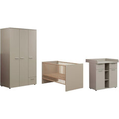 Chambre bébé Trio : Lit 70 x 140 cm + Armoire + Commode a langer CLEVER - Cappuccino - TREND TEAM TRENDTEAM