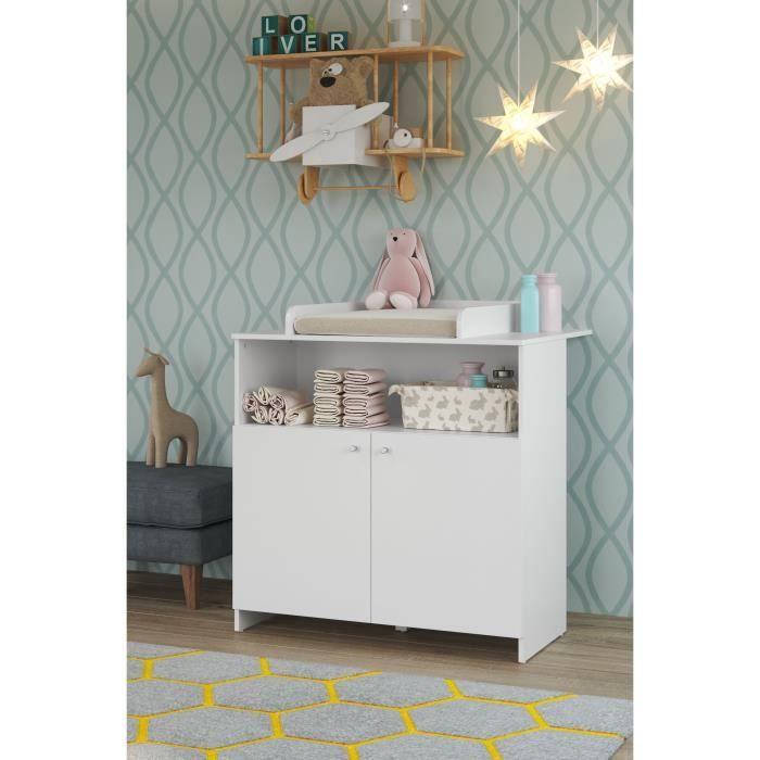 Chambre bébé Duo : Lit 70 x 140 cm + Commode a langer NIKO - Blanc - TREND TEAM TRENDTEAM