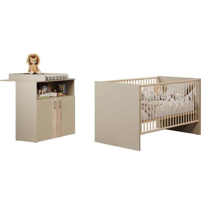 Chambre bébé Duo : Lit 70 x 140 cm + Commode a langer BERRY - Cappuccino - TREND TEAM TRENDTEAM