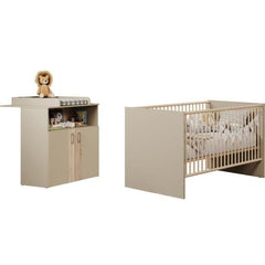 Chambre bébé Duo : Lit 70 x 140 cm + Commode a langer BERRY - Cappuccino - TREND TEAM TRENDTEAM