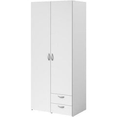 Armoire VARIA - Décor blanc - 2 portes battantes + 2 tiroirs  - L 81 cm x H 185 x P 51 cm - PARISOT PARISOT