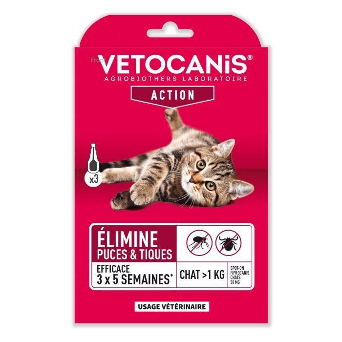 VETOCANIS Pipettes Spot on, Anti-puces et Anti-tiques - Pour chat VETOCANIS