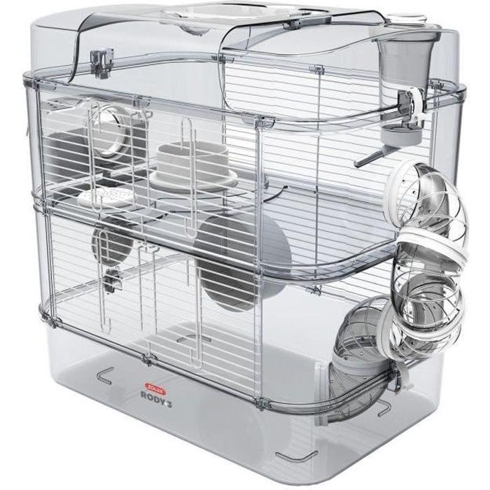 ZOLUX Cage sur 2 étages pour hamsters, souris et gerbilles - Rody3 duo - L 41 x p 27 x h 40,5 cm - Blanc ZOLUX