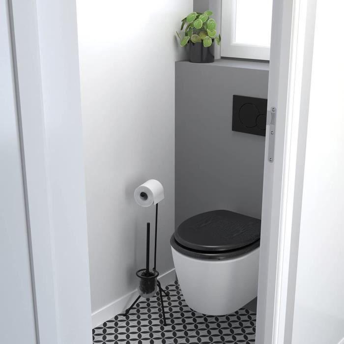 Abattant WC - Gelco - North Noir - MDF FSC - Frein de chute - Charnieres métal graphite brossé - Paloma Tech