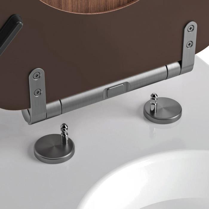 Abattant WC - GELCO - Walnut Noyer - MDF FSC - Frein de chute - Charnieres métal graphite brossé - Paloma Tech