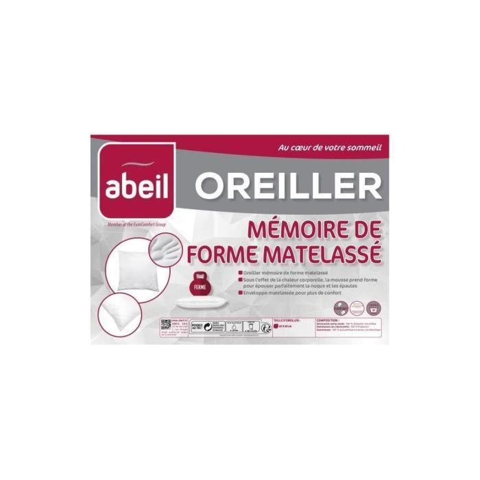 ABEIL Oreiller a mémoire de forme matelassé 60x60 cm blanc - Paloma Tech