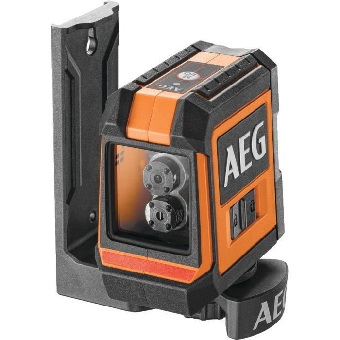 AEG - Niveau laser croix portée 15 m laser rouge 2 lignes avec 1 adaptateur 2 piles AA 1 pochette de rangement