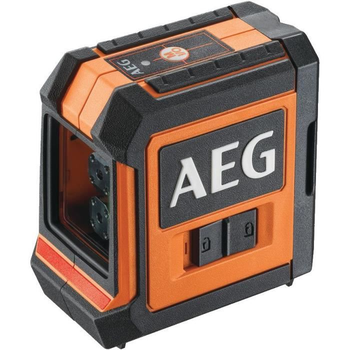 AEG - Niveau laser croix portée 15 m laser rouge 2 lignes avec 1 adaptateur 2 piles AA 1 pochette de rangement