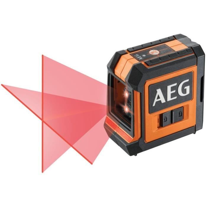 AEG - Niveau laser croix portée 15 m laser rouge 2 lignes avec 1 adaptateur 2 piles AA 1 pochette de rangement