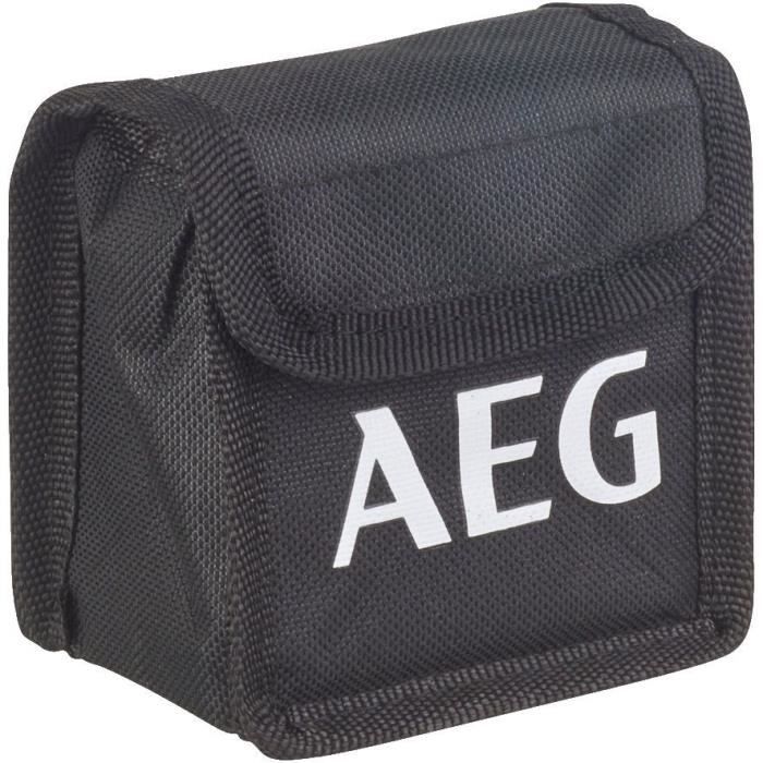 Pochette noire avec logo AEG en lettres blanches pour Niveau Laser Croix