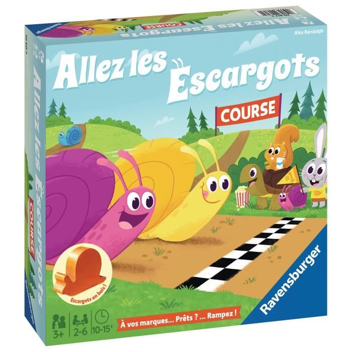 Allez les escargots - Ravensburger - Jeu de société enfants - Jeu de parcours - 2 a 6 joueurs - Des 3 ans