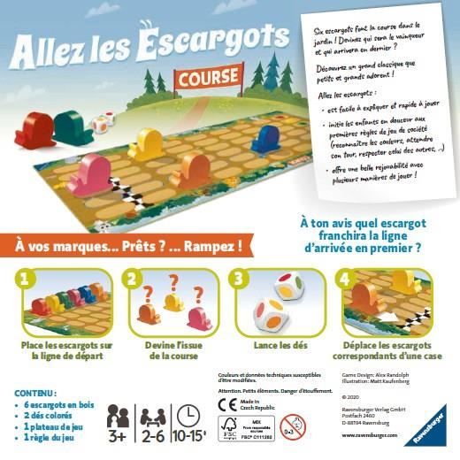 Allez les escargots - Ravensburger - Jeu de société enfants - Jeu de parcours - 2 a 6 joueurs - Des 3 ans