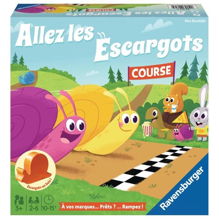 Allez les escargots - Ravensburger - Jeu de société enfants - Jeu de parcours - 2 a 6 joueurs - Des 3 ans