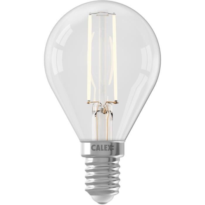 Ampoule LED E14 - CALEX - BALL P45 - Filament droit - 3,5 W - 250 lm - 2700 K - Intensité variable - Transparente